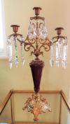 Antique Ormolu & Crystal 3 Branch Candelabra
