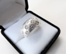 Sterling Silver White Gemstone Dome Ring