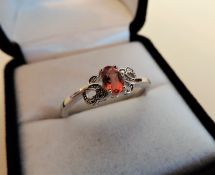 Orange Sapphire 925 Sterling SIlver Ring