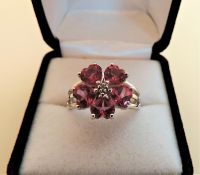 Heart Shaped Pink Tourmaline Sterling Silver Ring