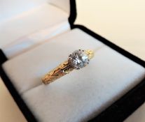 Sterling Silver Gilt 0.56 ct White Sapphire Solitaire Ring