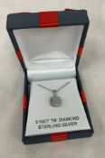 Silver 1/10Ctw Diamond Pendant Necklace