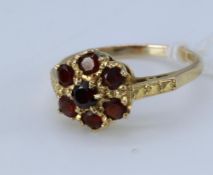 9Ct Gold Yellow Garnet Cluster Ring