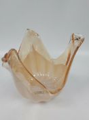 Murano Glass Cristal Orange & White Bowl