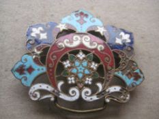 Antique Enamel Decorated Belt Buckle