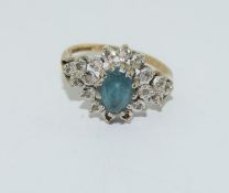 9Ct Yellow Gold Emerald & Diamond Cluster Ring