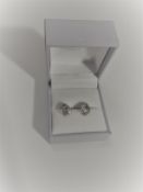 Silver Heart Wishbone Earrings With Diamond