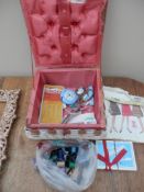 Retro sewing box and contents
