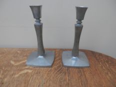 Pair of Just Andersen Danish pewter candlesticks