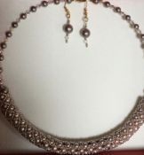 Swarovski pearls and crystals necklace with matching earrings
