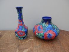 Two Old Tupton ware vases in the hibiscus pattern