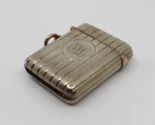Edwardian Sampson Mordan Solid Silver Vesta Case with Gold Link