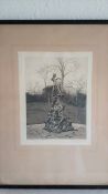 Scarce Antique Original Peter Pan Etching Kensington Gardens London