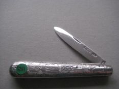 Victorian All Silver Folding Fruit Knife