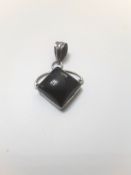 Large Diamond Shaped Amethyst Silver Pendant