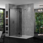 NEW (L125) 700x275mm - 8mm - Premium Black EasyClean Wetroom Panel & Return Panel. RRP £399.99...