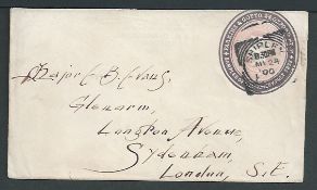 Great Britain - Advertising Rings 1900 1d Pink envelope with 'Parkins & Gotto 24 Oxford St. W. samp