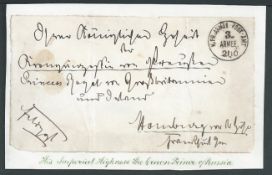 Germany - Franco Prussian War 1870 Stampless front with Prussian 3rd Army Field Post c.d.s. address