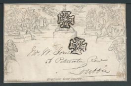 G.B. - Mulreadys 1843 1d Lettersheet stereo A67 (small closed file hole) used from Wincanton to Lon
