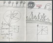 ROYALTY DRAWING PRINCESS LOUISE OF WALES 7YRS DAUGHTER KING EDWARD VII TO NANNY WALK Rare drawing b