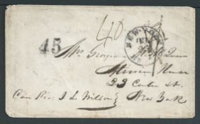 Great Britain - Transatlantic 1857 POSTAGE DUES/SHIP LETTERS: Cover endorsed 