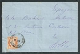 France / Spain 1875 Entire letter from Cette with 1870 40c tied by double circle 