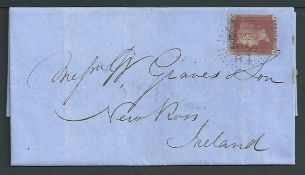 G.B. - Line Engraved Cancellations - Liverpool 1856 (Mar 29) Entire letter to Ireland bearing a 1d
