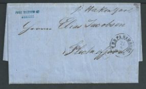 Norway 1863 Stampless Entire Letter from Hamburg 