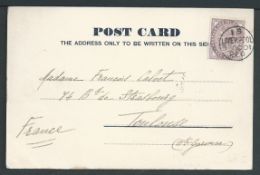 G.B. - Ship Letters - Liverpool 1901 Picture postcard of Liverpool Landing Stage sent to France bea