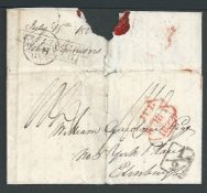 G.B. - Ship Letters - Hythe 1827 Entire (seal removed from reverse) backstamped with the very scarce