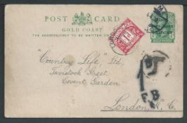 Togo 1920 Gold Coast 1/2d postal stationery post card overprinted 