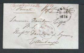 G.B. - Registered Mail 1846 Stampless registered cover from Inverary to Edinburgh with 2d postage a