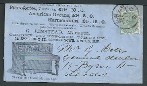 G.B. - Advertising 1880 Cover advertising pianos, organs and harmoniums for sale, with an illustrat