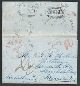 Jamaica / USA 1848 Entire letter from Salem to Jamaica with red 