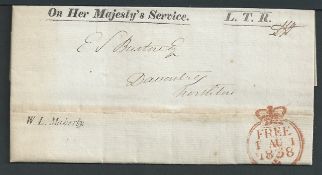 G.B. - Frees 1838 Printed Entire Letter (horizontal file fold) to the Land Tax Registry with scarce