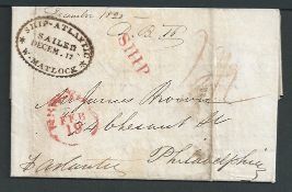 G.B. - Transatlantic 1820 Entire letter (file folds) from Liverpool to Philadelphia sent on the shi
