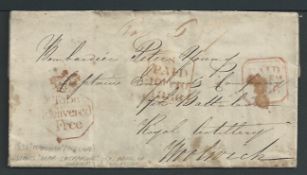 G. B. - Military / London / Ireland 1836 Entire letter (some staining) from Maynooth to a Bombardie