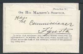 Cyprus 1927 Entire Stampless Letter to Famagusta with O.H.M.S. address label applied and 