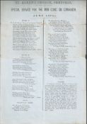 Transvaal 1875 Hymn Sheet for St. Albans Church, Pretoria, of a Special Service 