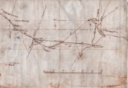 RHODESIA.Mid 19th Century: Manuscript map on linen showing a Route from 