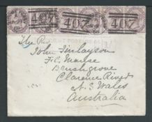 G.B. - Postage Dus / Scotland 1888 Cover to New South Wales franked by 1d lilac strip of six cancel
