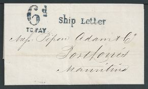 Mauritius 1869 Entire Letter from Calcutta to Mauritius with fine 