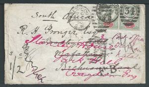 Bechuanaland / South Africa / G.B. - Postage Dues 1890 Cover from London to Mafeking franked 2d pair