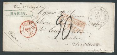French Colonies - Martinique 1851 Cover to France with blue framed 