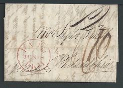 G.B. - London/Transatlantic 1801 Entire letter from London to Philadelphia prepaid 1/10 with an unus