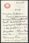 G.B. - Military 1895-97 Group of five autograph letters signed by Field Marshal Viscount Wolseley...