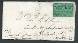 Victoria 1855 Entire (repaired tear, file fold) addressed to 