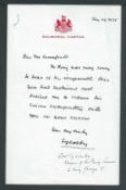 Royalty Balmoral Letter Lord Sysonby Privy Purse George V Coutts Bank Greenfield Fine Balmoral Cond