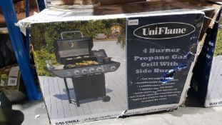 1 X Uniflame Gas Grill 4 Burner Propane Gas Grill With Side Burner