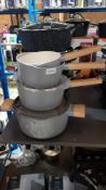 4 Piece Tower Gray Wooden Handle Saucepan Set